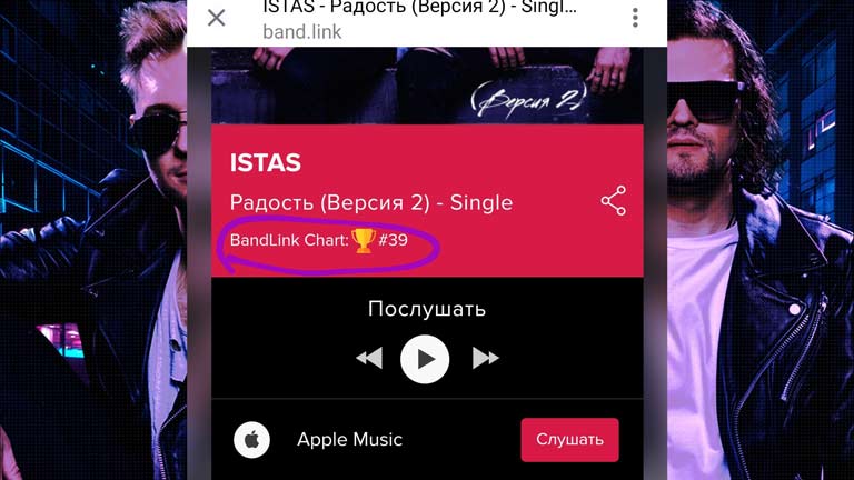 39 место песня «Радость (Версия 2)» — BandLink Chart!
